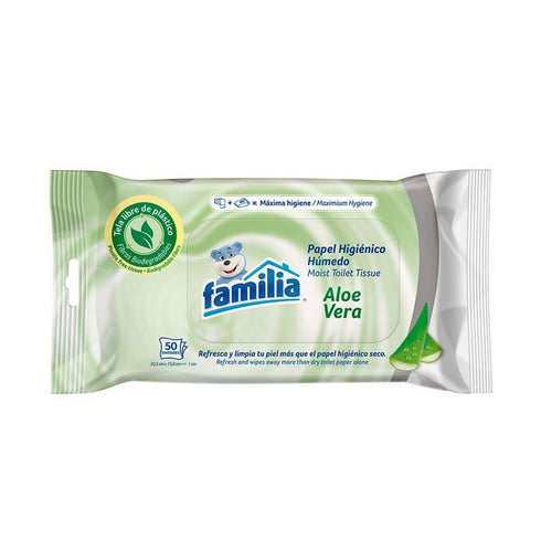 PAPEL HIGIENICO HÚMEDO 50U FAMILIA ALOE VERA